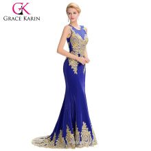 Grace Karin 2016 vestido de noiva elegante e dourado Appliques vestido de bola vestido de noiva Royal Blue GK000026-4